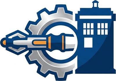 Стилизованный логотип компании Гарик Че, посвященной созданию реквизита Доктора Кто.